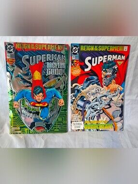 Superman #78 and #82 DC Comic Reign of the Supermen Chromium Cover